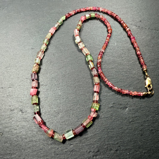 Embodiment, Balance and Harmony: Watermelon, Pink & Green Tourmaline Gemstone Necklace
