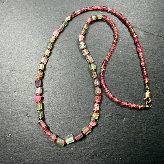 Embodiment, Balance and Harmony: Watermelon, Pink & Green Tourmaline Gemstone Necklace