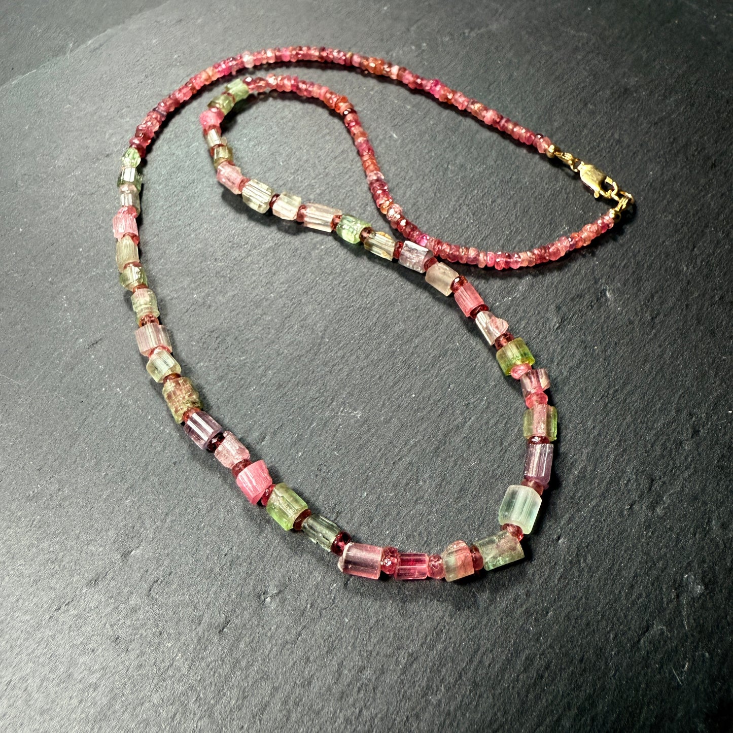 Embodiment, Balance and Harmony: Watermelon, Pink & Green Tourmaline Gemstone Necklace