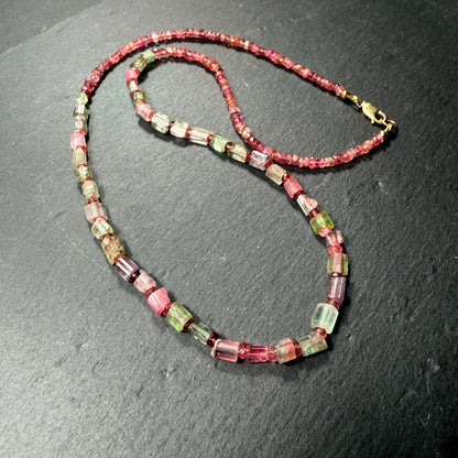 Embodiment, Balance and Harmony: Watermelon, Pink & Green Tourmaline Gemstone Necklace