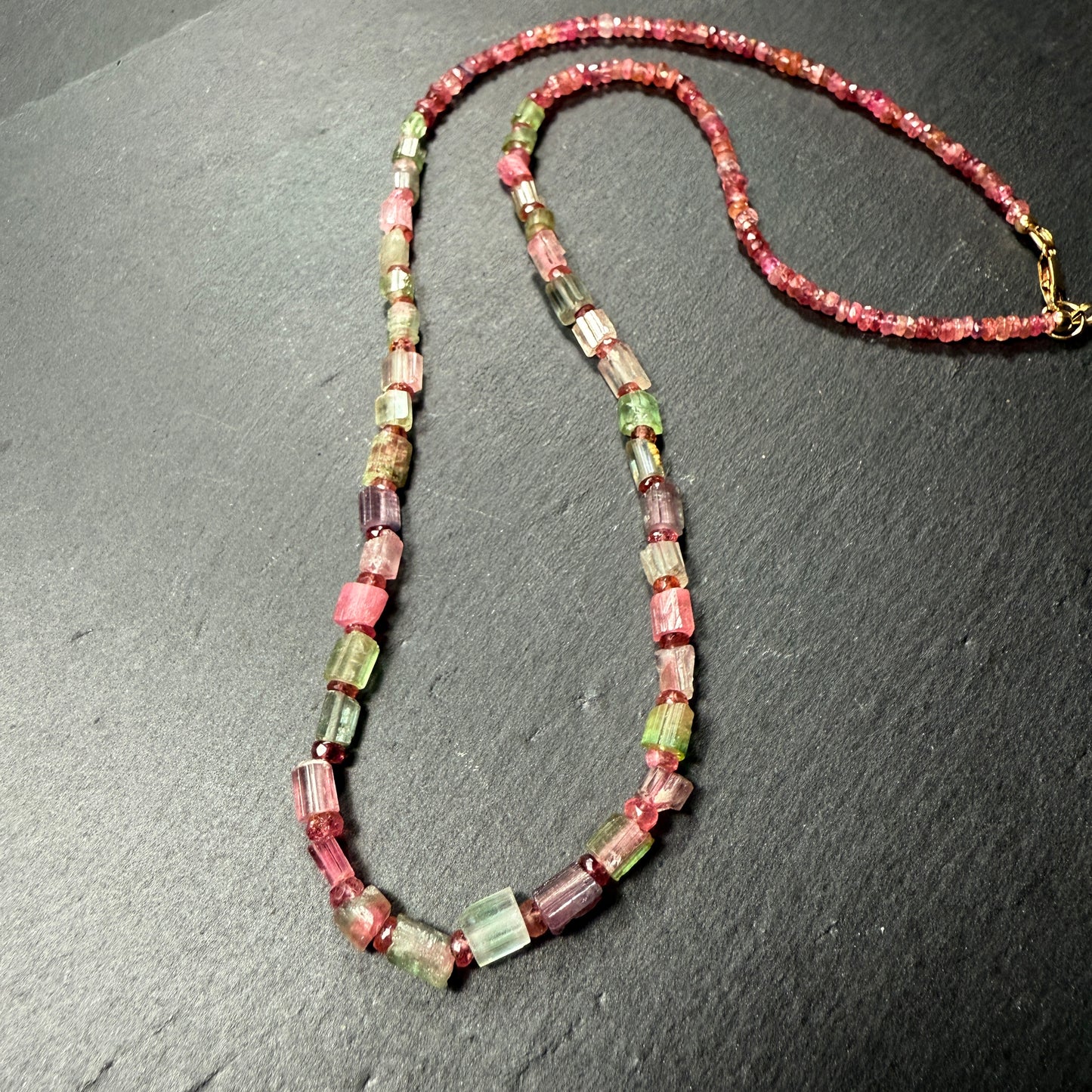 Embodiment, Balance and Harmony: Watermelon, Pink & Green Tourmaline Gemstone Necklace