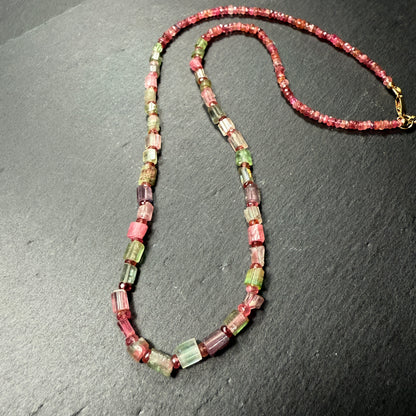 Embodiment, Balance and Harmony: Watermelon, Pink & Green Tourmaline Gemstone Necklace