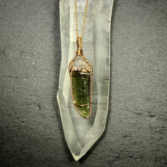Super 7 and Moldavite Pendant Ascension Tool