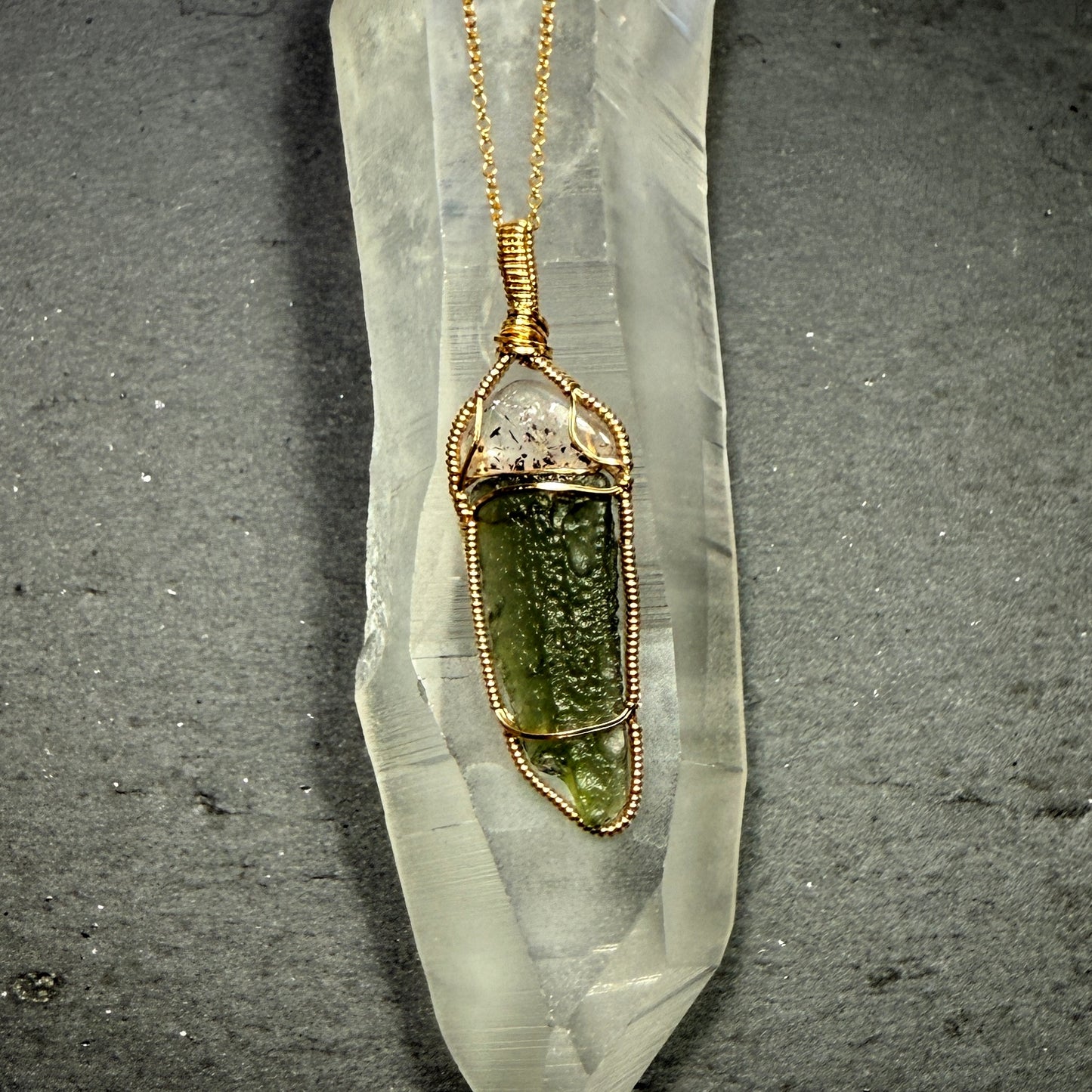 Super 7 and Moldavite Pendant Ascension Tool