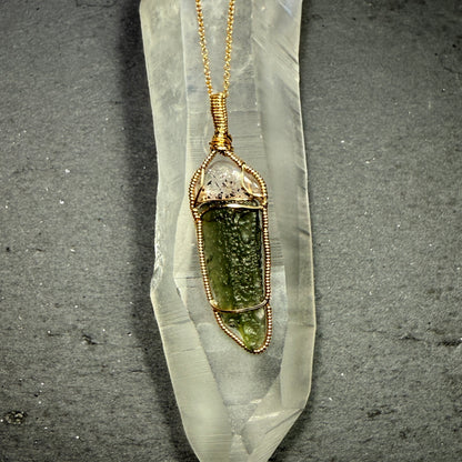Super 7 and Moldavite Pendant Ascension Tool