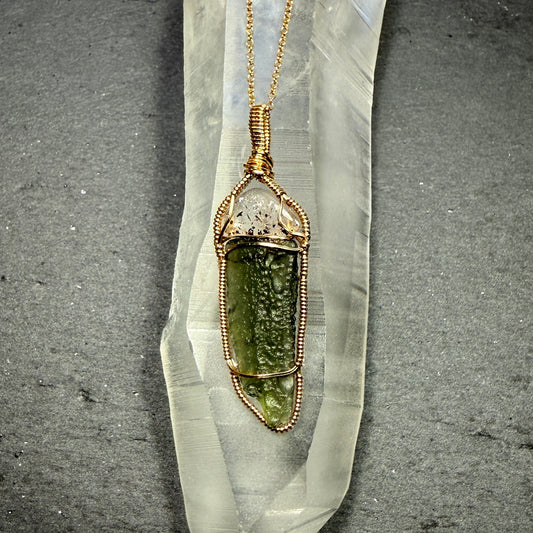 Super 7 and Moldavite Pendant Ascension Tool