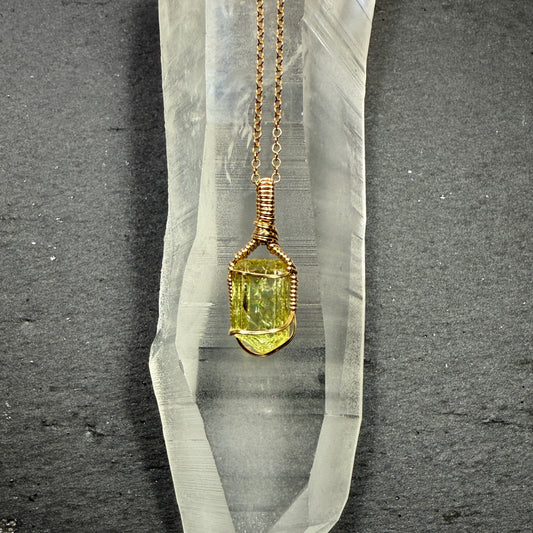 Golden Apatite Crystal Pendant