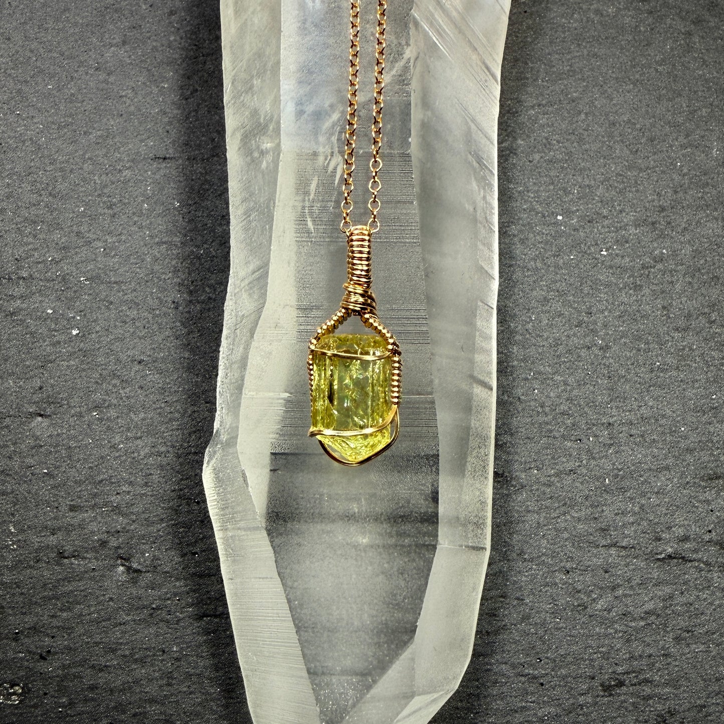 Golden Apatite Crystal Pendant