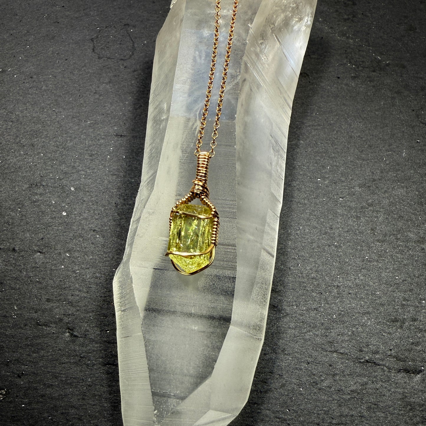 Golden Apatite Crystal Pendant