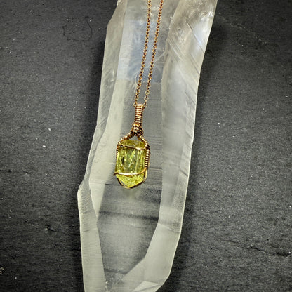 Golden Apatite Crystal Pendant
