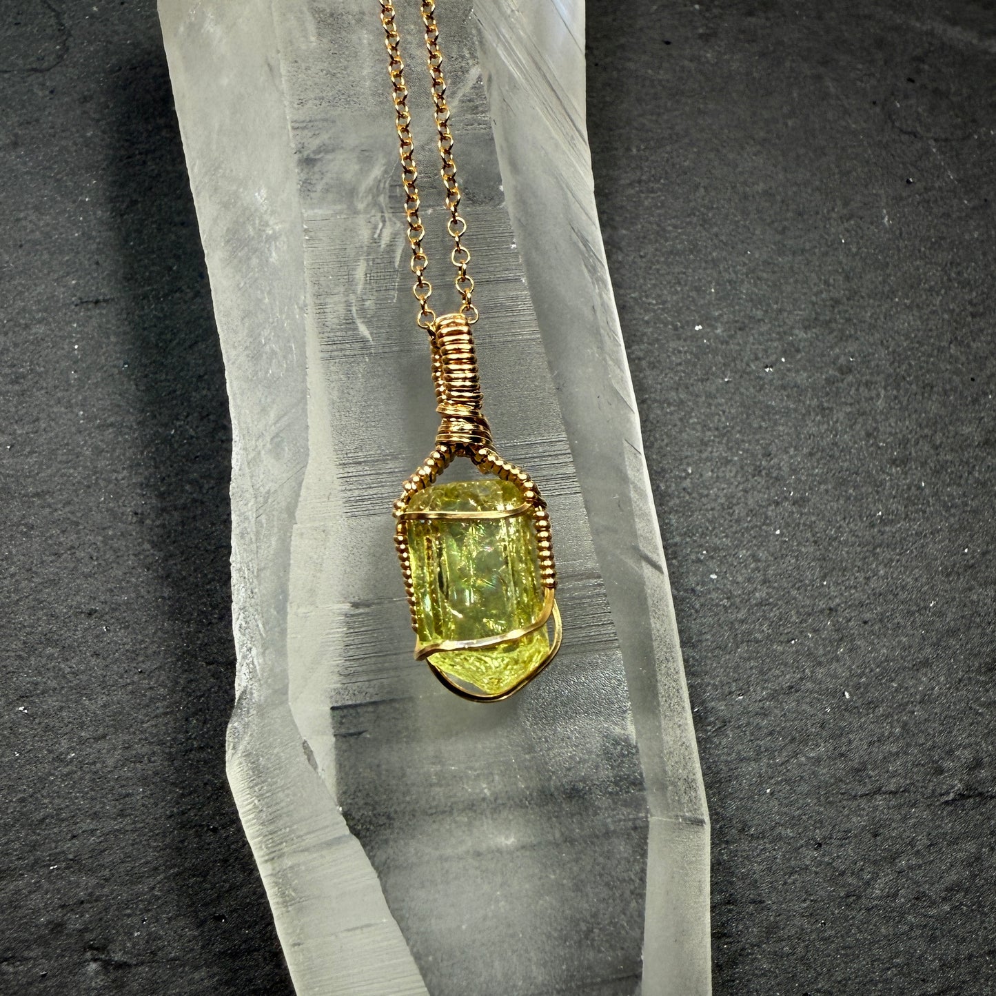 Golden Apatite Crystal Pendant