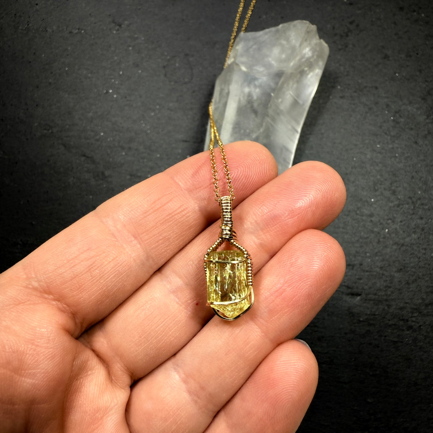 Golden Apatite Crystal Pendant