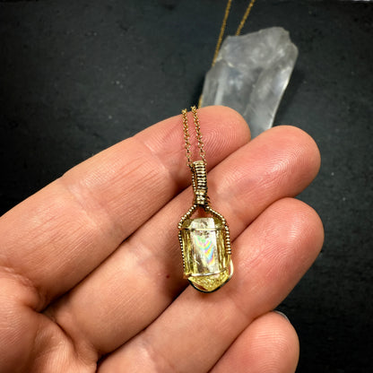 Golden Apatite Crystal Pendant