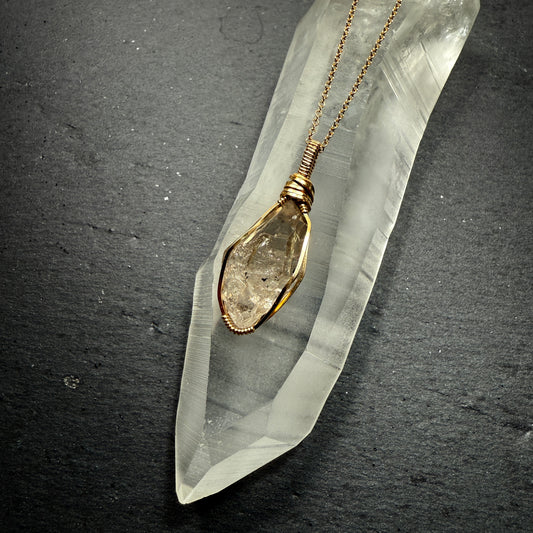 Herkimer Diamond Quartz Crystal Pendant