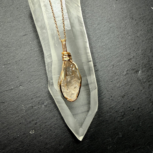 Herkimer Diamond Quartz Crystal Pendant