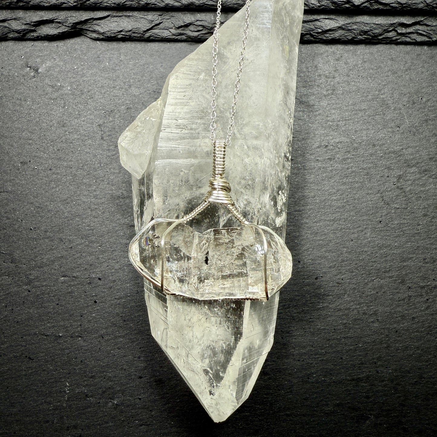 Herkimer Diamond Quartz Crystal Pendant