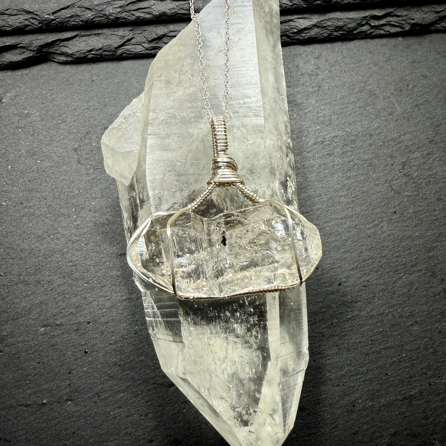 Herkimer Diamond Quartz Crystal Pendant