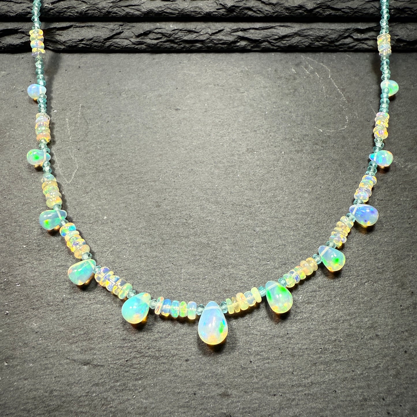 Opal and Blue Apatite Gemstone Necklace