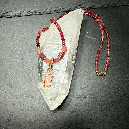 Pink Tourmaline Gemstone Necklace