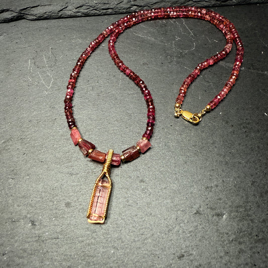 Pink Tourmaline Gemstone Necklace